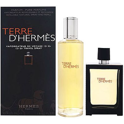 HERMES TERRE D HERMES PURE PARFUM REFILLABLE SPRAY 30ML + REFILL EDP 125ML MEN (SET)